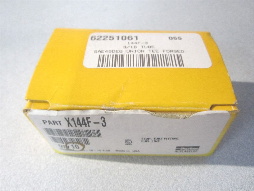 Parker (144F-3) 3/8-24 3/16" 45 deg Angle Brass Flared Tube Union - Pack of 10