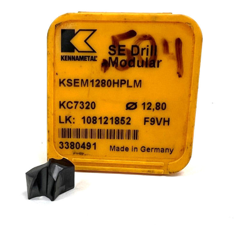 KENNAMETAL KSEM1280HPLM REPLACEABLE DRILL TIP CUTTING DIA 0.5039" 140 DEG POINT