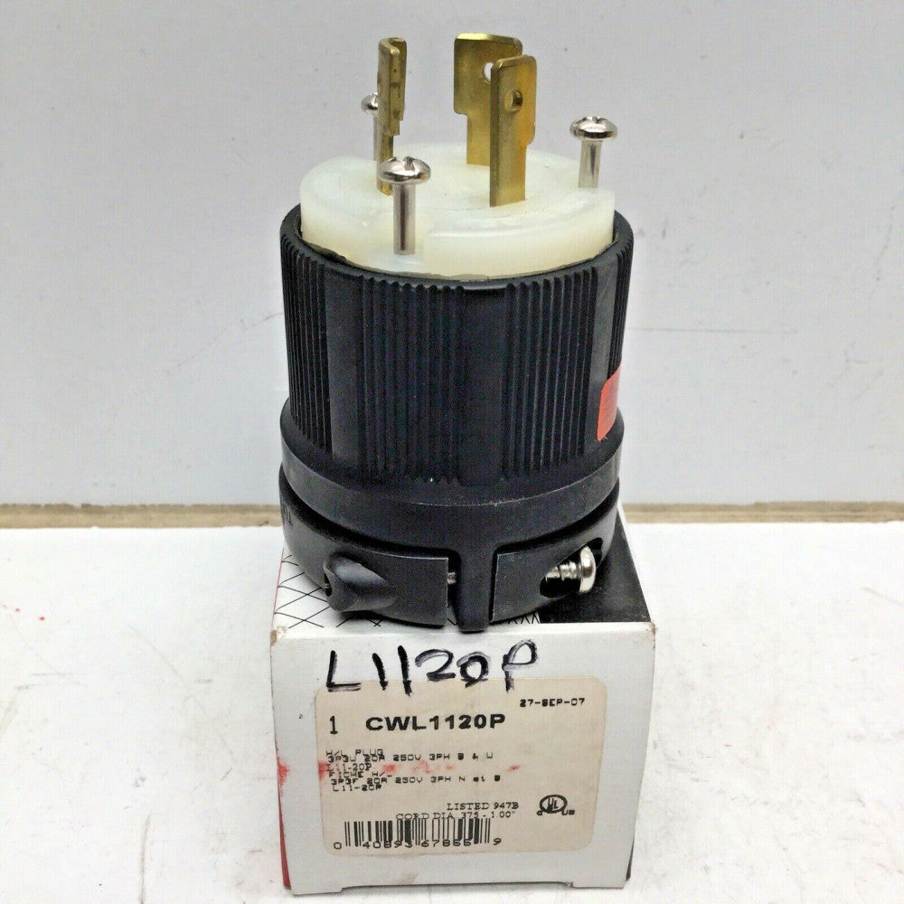 COOPER CWL1120P LOCKING PLUG 3P 3W 20A 250V 3PH L11-20P
