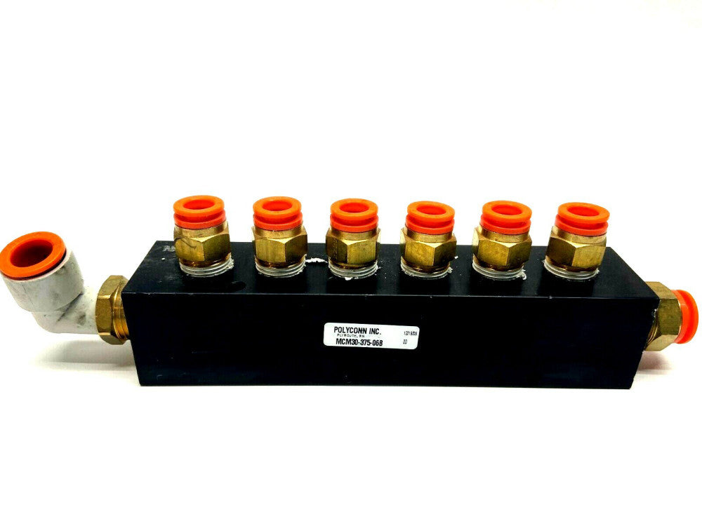 Polyconn MCM30-375-06B 6 Port Pneumatic Manifold