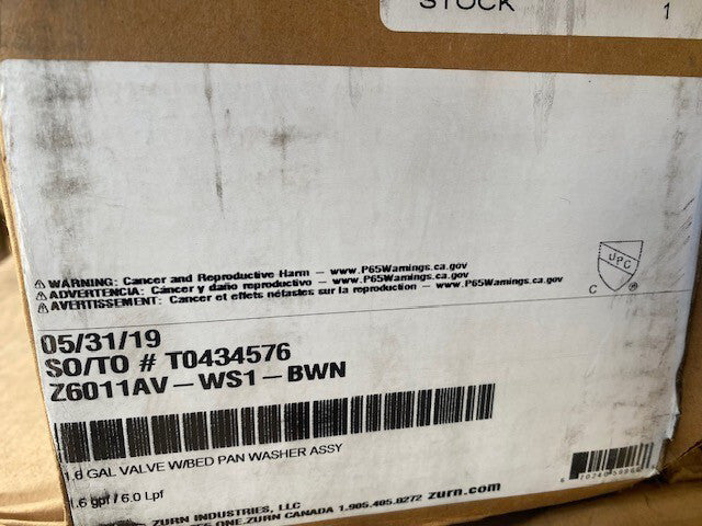 Zurn Z6011AV-WS1-BWN 1.6 Gallon Valve w/Bedpan Washer Assembly (NEW)
