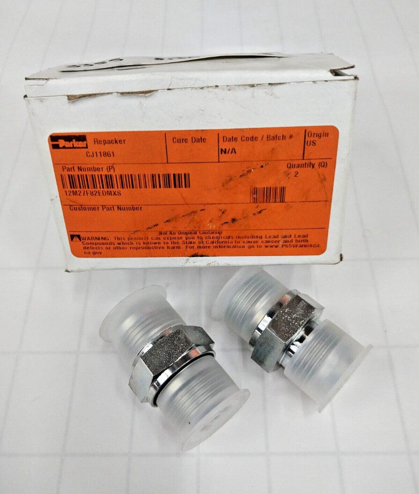 2) NEW PARKER HYDRAULIC CONNECTOR 1" HOSE X 1-1/16" SAE  CJ11861  LOT OF 2