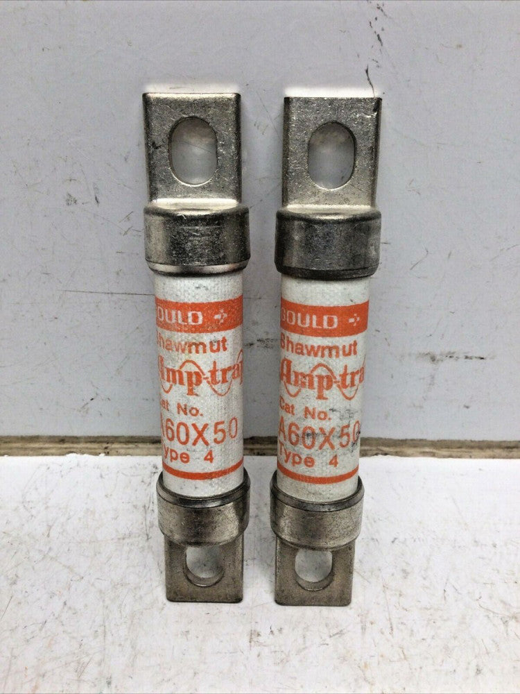 GOULD SHAWMUT A60X50 TYPE 4 AMPTRAP FUSE 50 AMP 600V (LOT of 2)