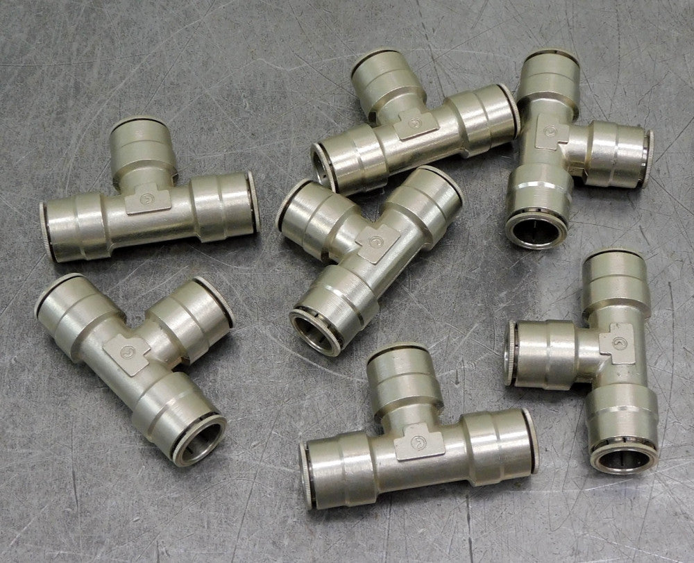 Parker Legris Nickel Plated Brass Union Tee Fitting 1/2" DIA Lot of Seven (7)