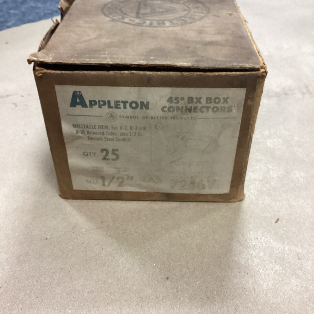  Appleton 7246V 1/2" Steel Box Connector - Fast Shipping , Box Of 25