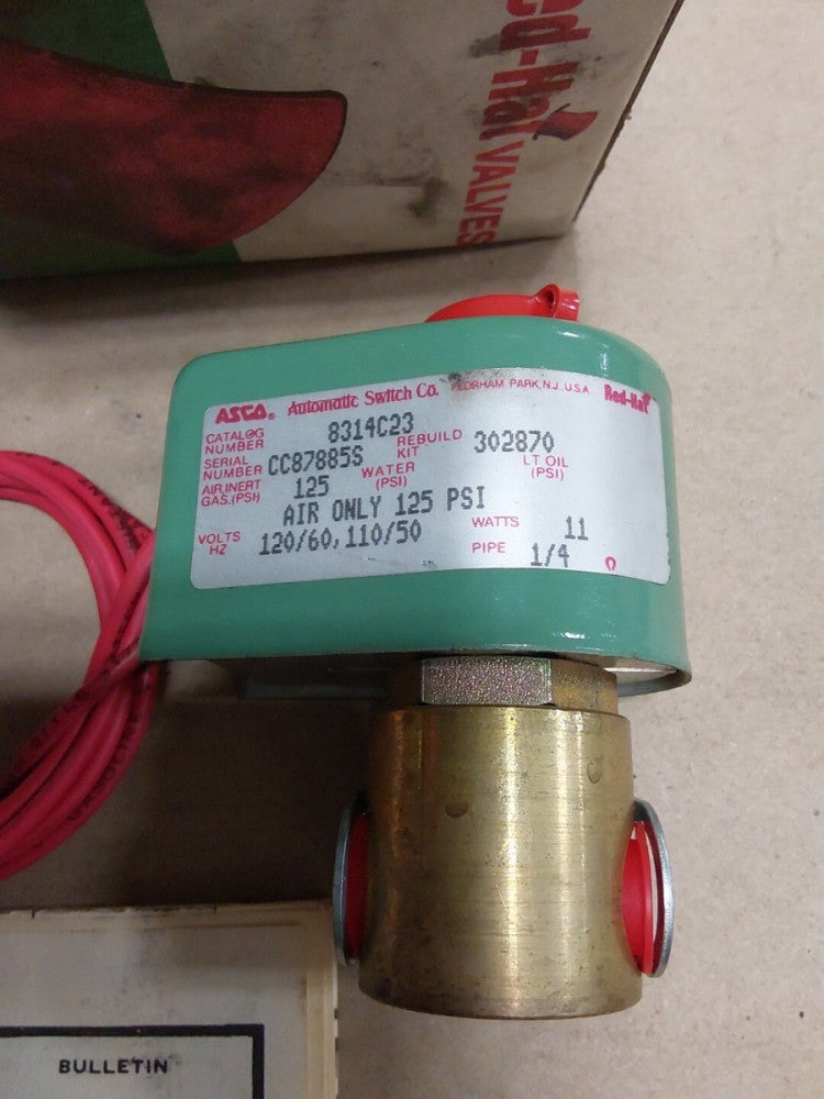 ASCO 8314C23 120V 1/4” NPT Solenoid Valve 125PSI AIR ONLY NOS G24