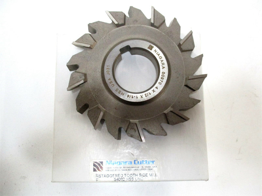 Niagara Cutter (00970) 4" Cutter Diam Staggered 18-Teeth HSS Side Milling Cutter