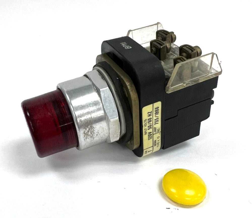 ALLEN BRADLEY RED PILOT LIGHT, CAT NO. 800T-PT16, SERIES N, 120V, 50/60HZ