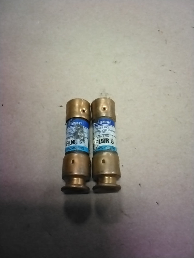 LITTELFUSE FLNR6 CLASS RK5 6A FUSE, LOT OF 2