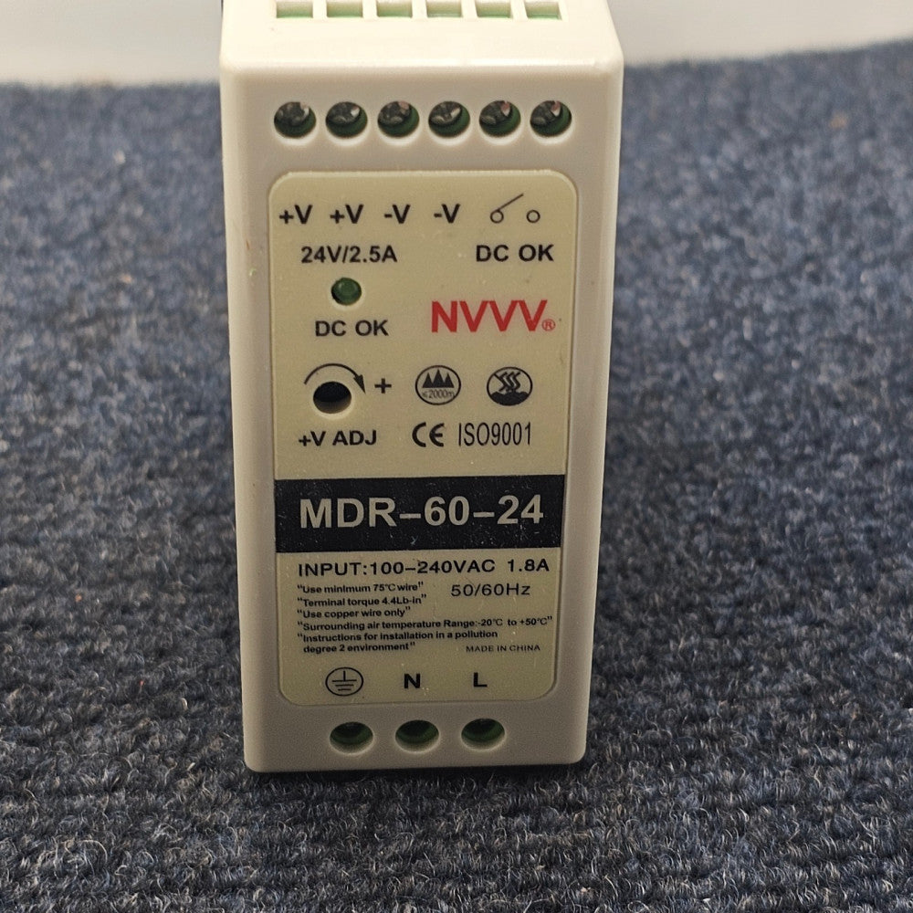 NVW MDR-60-24:  AC-DC Industrial DIN Rail Power Supply, Output 24VDC / 2.5A,