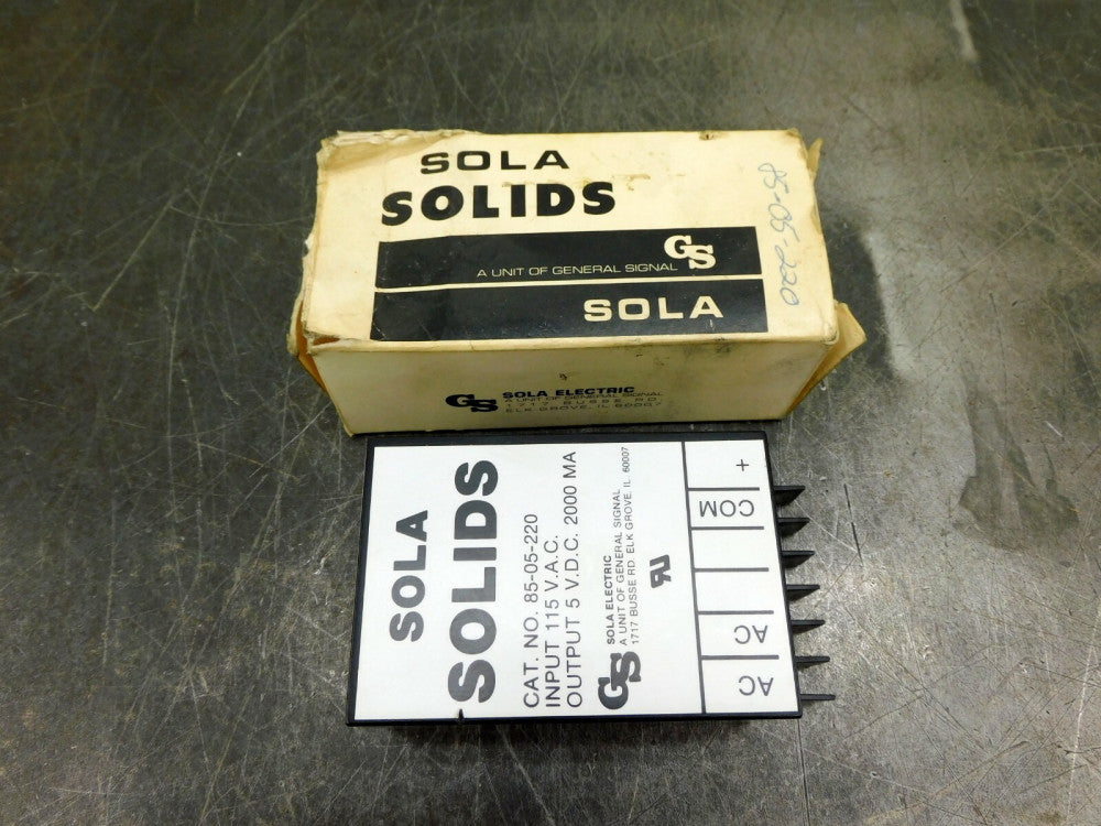 Sola Solids 85-05-220 Power Supply Input 115Vac Output 5 Vdc @ 2000 Ma
