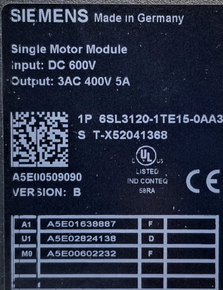 1PC NEW SIEMENS 6SL3120-1TE15-0AA3 Single Motor Module