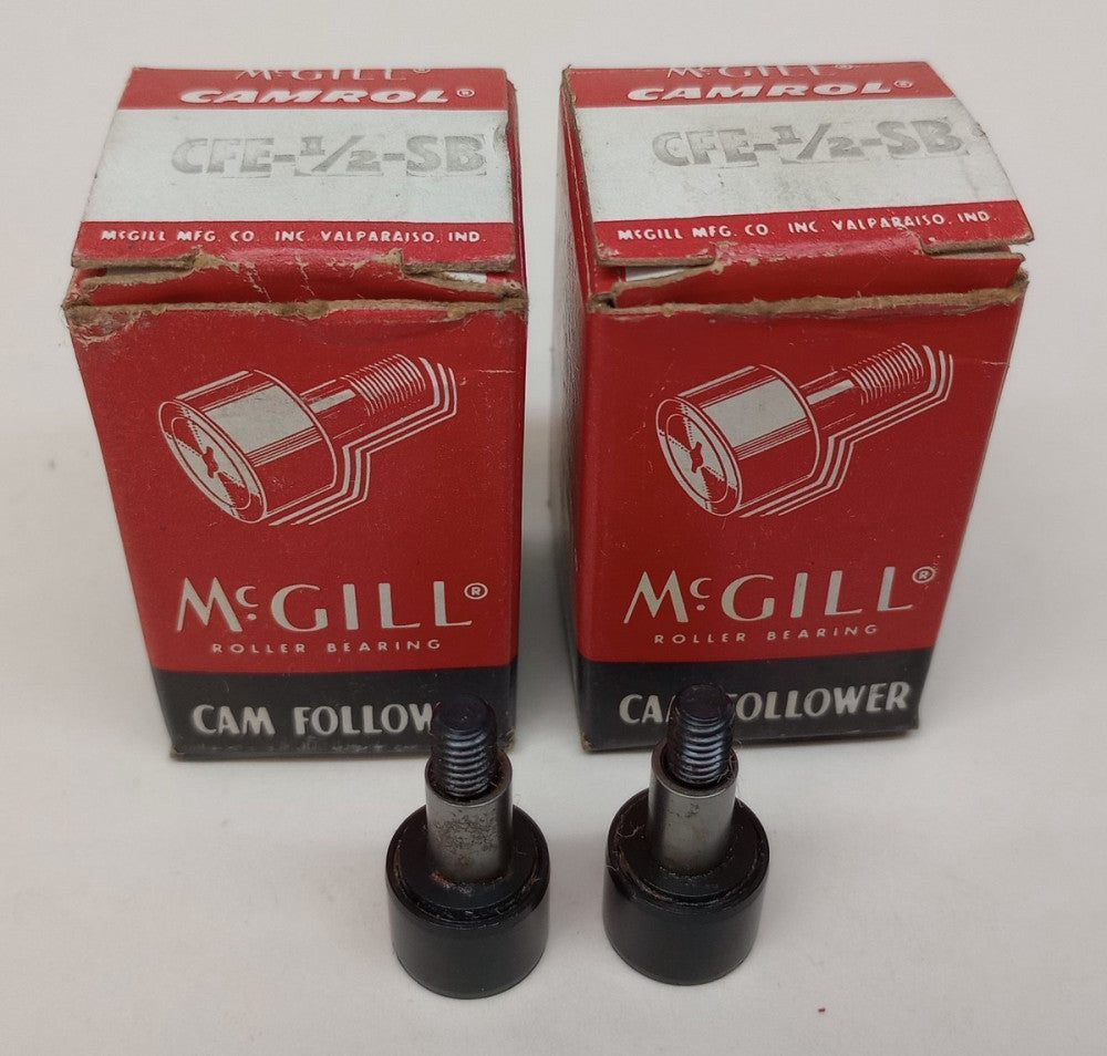 McGill CFE 1/2 SB Cam Follower 1/2" Roller OD 3/8" Roller W CFE1/2SB (Pack of 2)