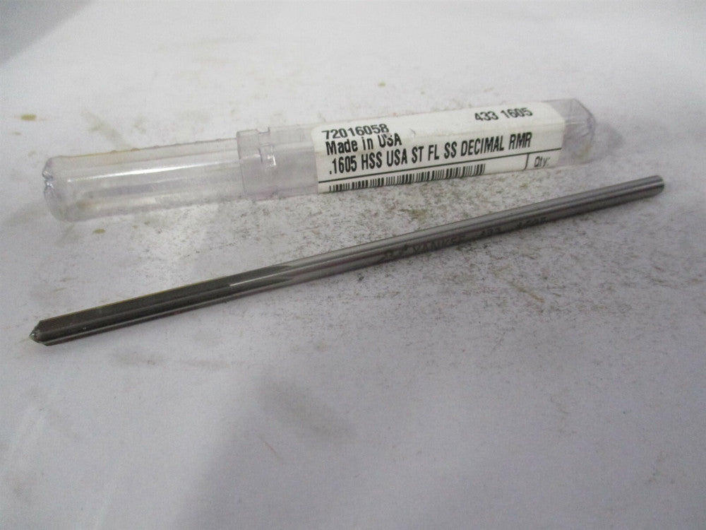 (433-0.1605) 0.1605" 6-Flute Straight Shank Straight Flute HSS Chucking Reamer