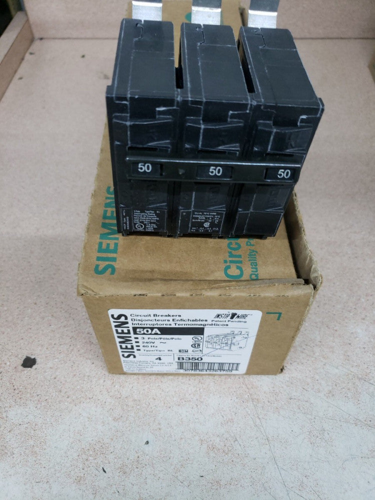 1 NEW B350 SIEMENS CIRCUIT BREAKER 3 POLE 50 AMP 240 VAC BL350