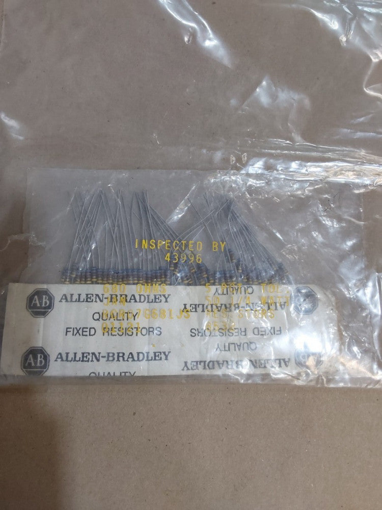 ALLEN BRADLEY RCR07G681JS 680 ohm 5% .25w cc axial resistor new lot Quantity-50