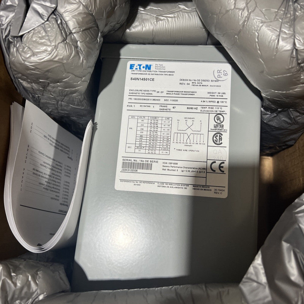 Eaton Cutler Hammer, S40N14S01CE Transformer Nos Surplus