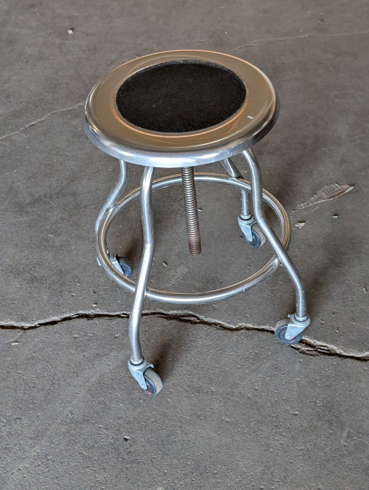 Stainless Steel Medical Examination Stool On Casters, Height Adjustable 12" Seat