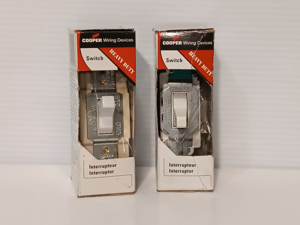 Two Cooper CSB120W-BOX & CS115W-BOX Heavy Duty Single Pole Interruptor Switches