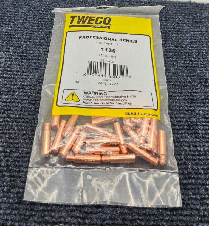(25 PIECES) Tweco 1135 , 1110-1102, Contact Tip, .035"