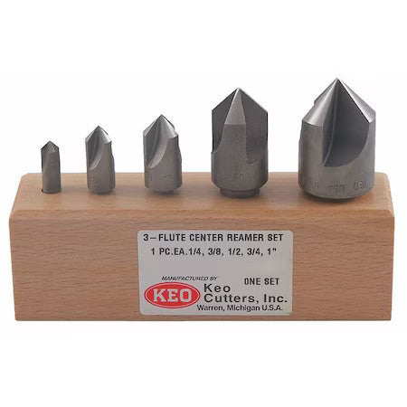 Keo 917-000-001 100 Deg 3 Flute 5 Piece Center Reamer Set Hss