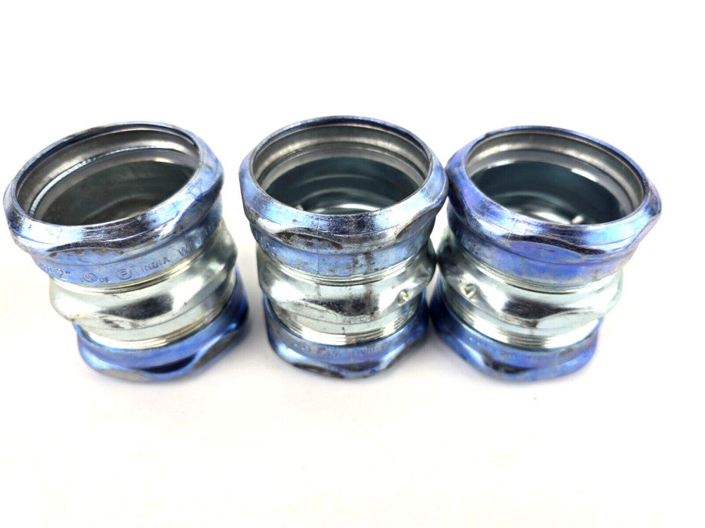 3pcs Hubbel-Raco EMT 2 in. Raintight Compression Coupling Steel 2928RT