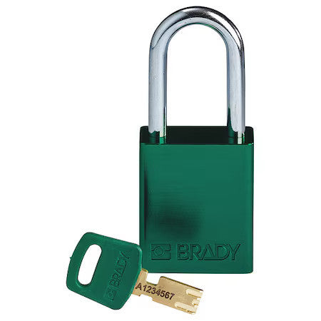 Brady Alu-Grn-38St-Kd Lockout Padlock,Al,Green,Key Different