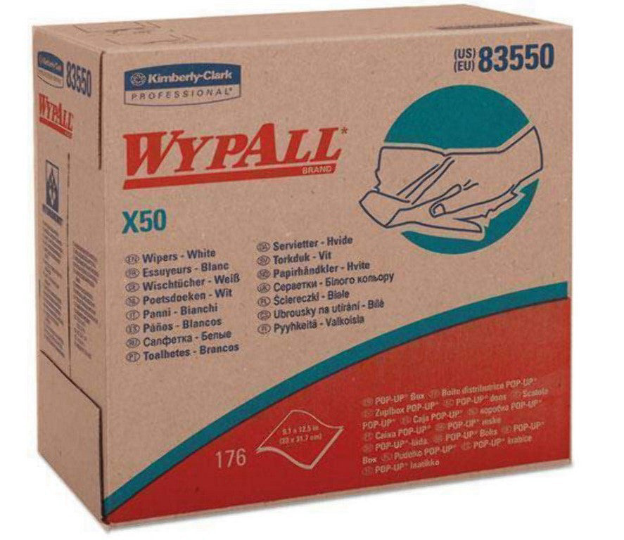 WYPALL 83550 X50 Cloths, POP-UP Box, 8.34" x 12.5", White, 1680 Wipers Total