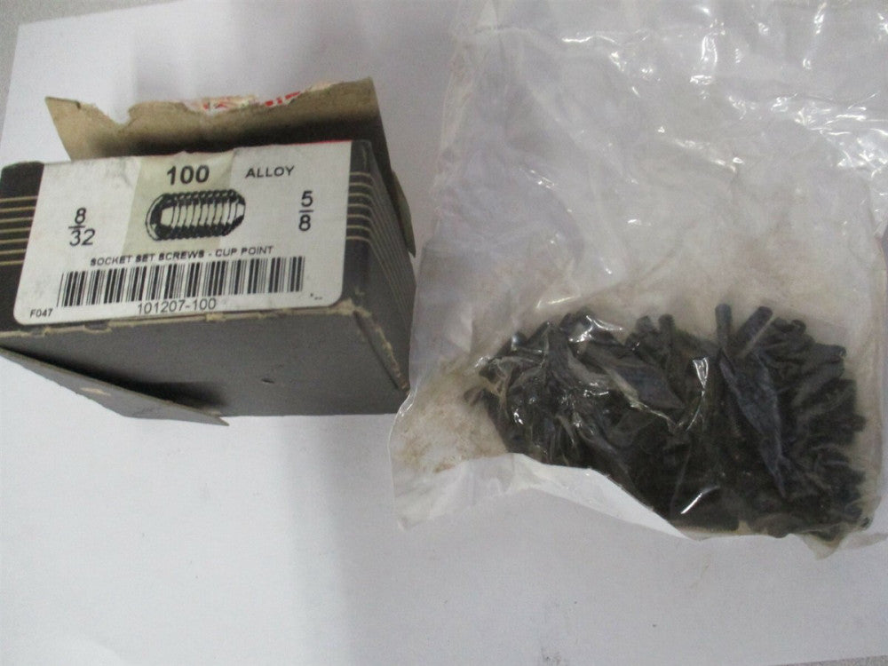(101207P) 8-32 UNC 5/64" x 5/8" OAL Alloy Steel Cup Point Set Screw - Qty 100 