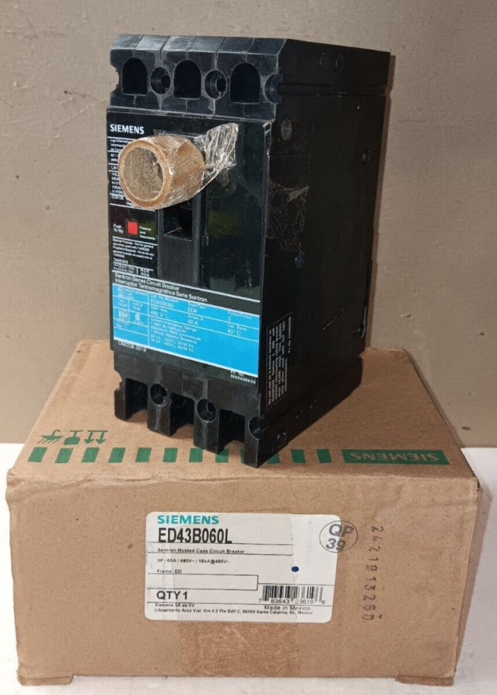 NEW SIEMENS ED43B060L 60 AMP CIRCUIT BREAKER 3 POLE 480 VAC