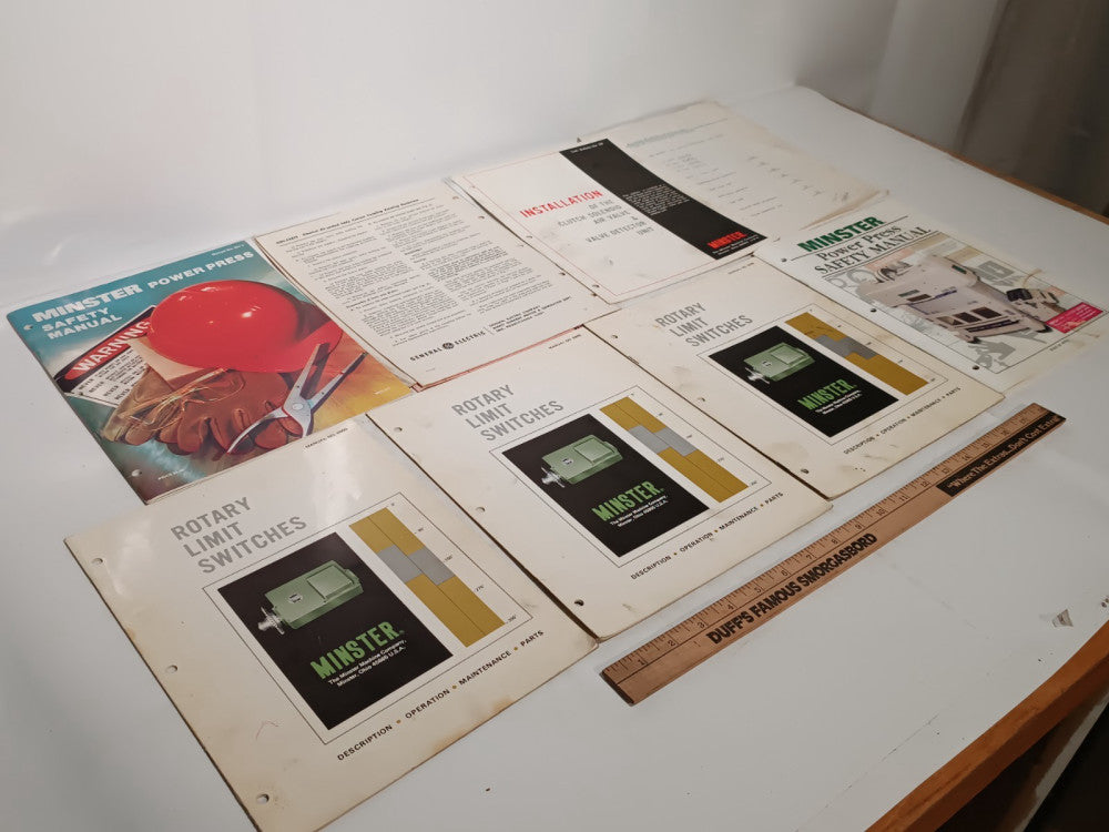 Lot of 8 Pieces -Minster Machine Company Manuals, Brochures as shown