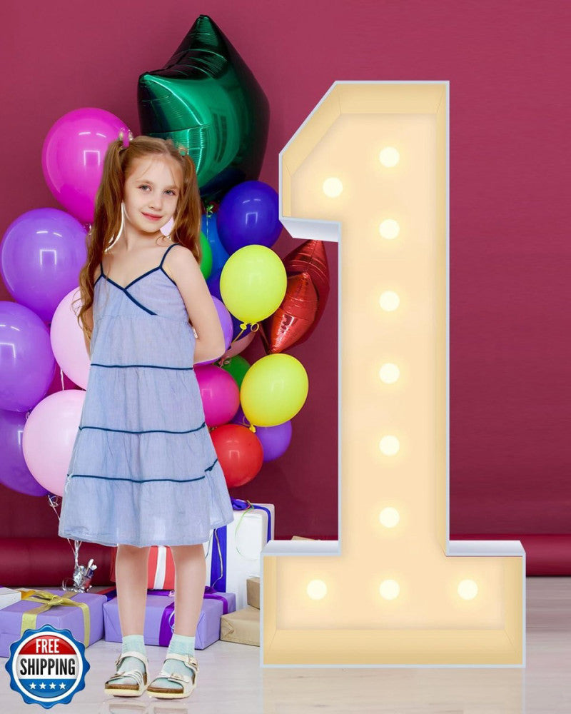 4FT Plastic Marquee Numbers 1, Light up Numbers Made of Corrugated Plastic Bo