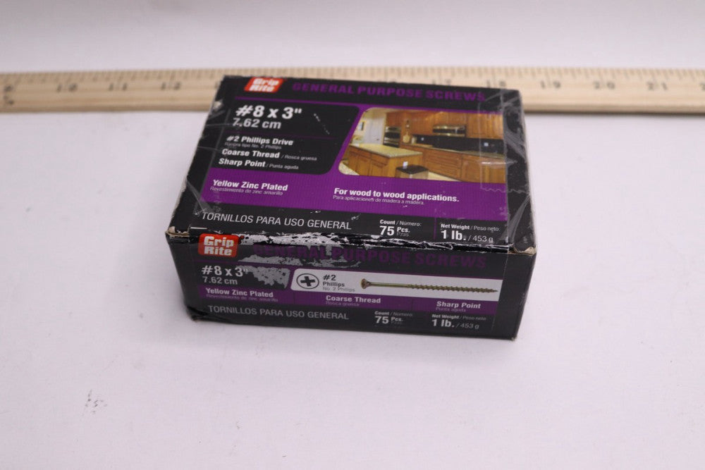 Grip-Rite #8 x 3 in. #2 Phillips Bugle Head Coarse Thread Wood Screws 1 lb. Box