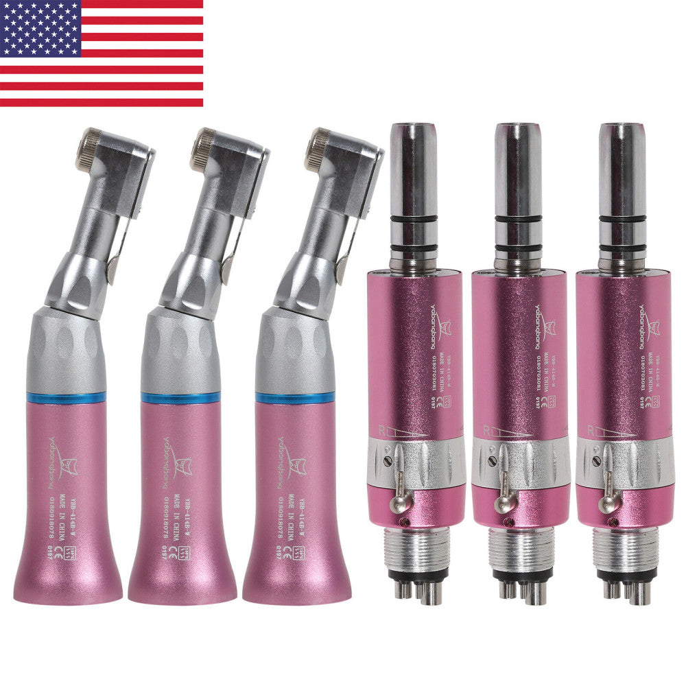 Dental NSK Style Low Slow Speed Contra Angle /Air Motor Handpiece 4 Hole Pink Dr