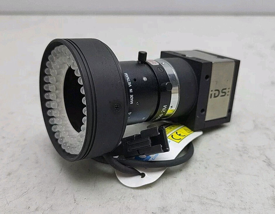IDS UI-1480SE-C-HQ Camera w/ Ricoh FL-CC1614-2M Lens Ccs LDR2-50SW2 Ring Light