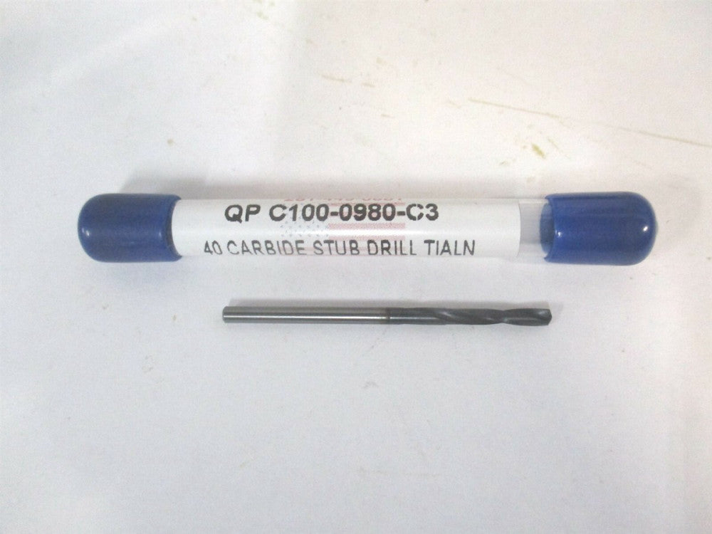 W Rod Tool (C100-0980-C3) #40 .098 x 1-13/16 2-Flute Carbide Stub Length Drill