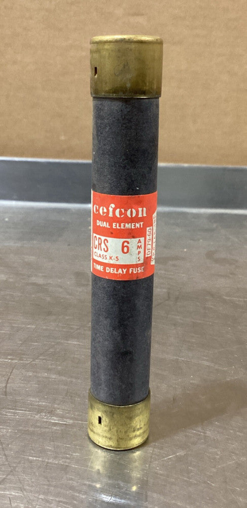 CEFCON CRS-6 Amps Class K-5 Time Delay Dual Element Commercial Fuse 600V