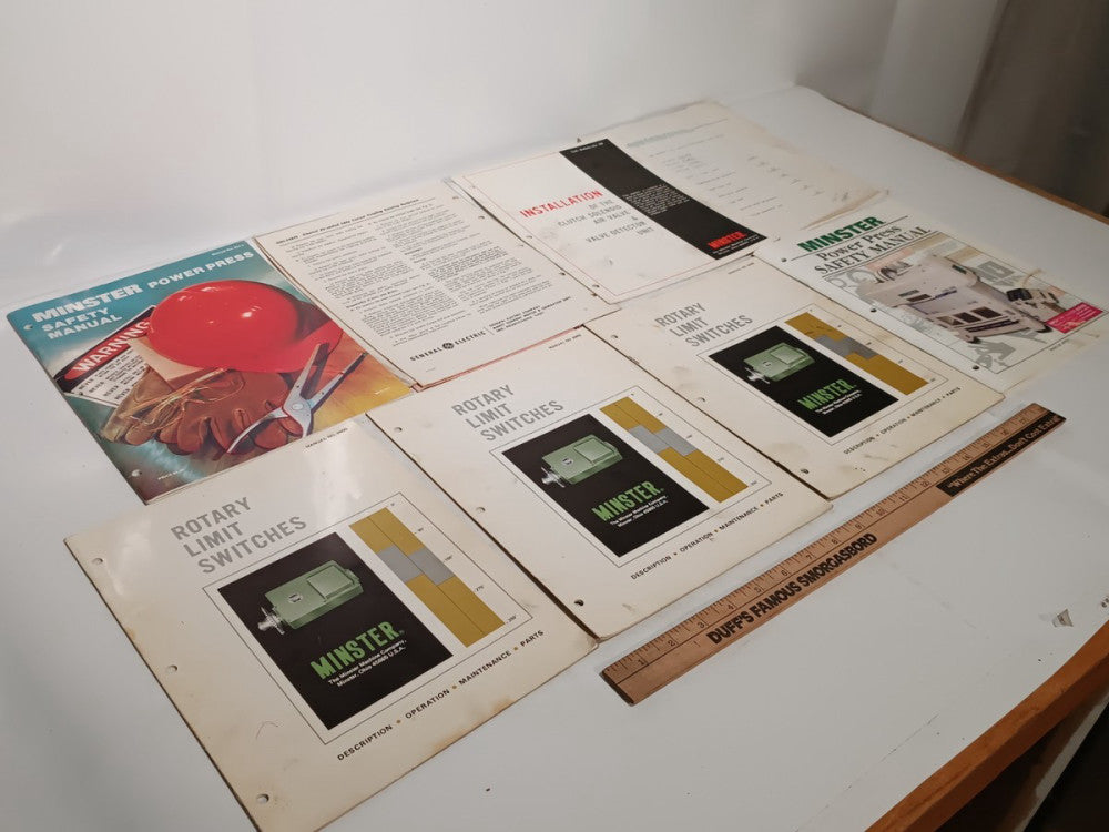 Lot of 8 Pieces -Minster Machine Company Manuals, Brochures as shown