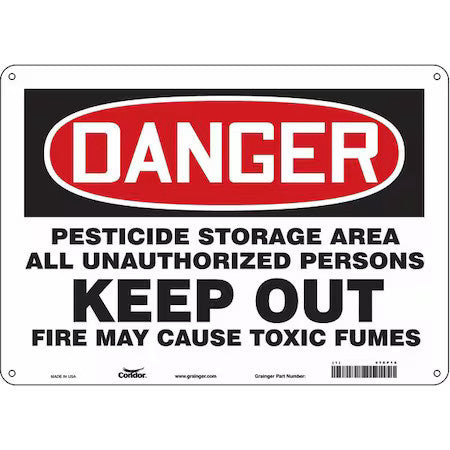 Condor 470P16 Safety Sign, 10 In Height, 14 In Width, Aluminum, Horizontal