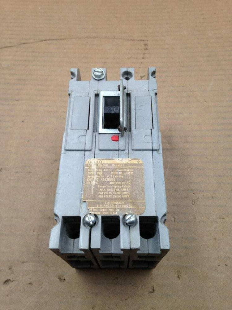 Gould HE43B020 3 Pole 20A Circuit Breaker 480VAC