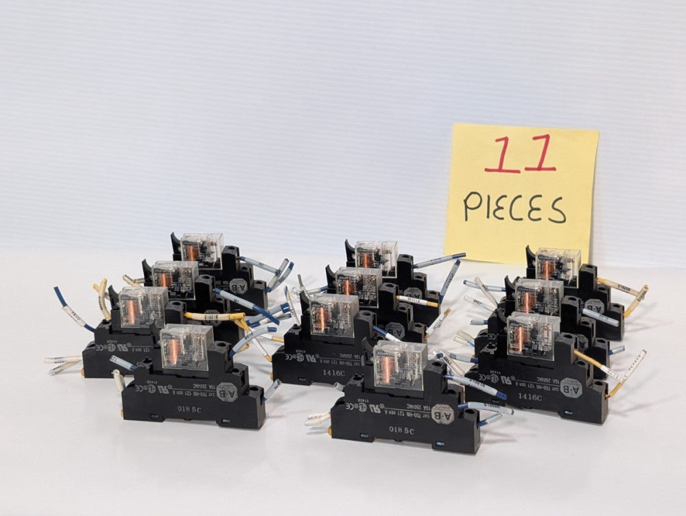 Lot of 11 Allen-Bradley 700-HN121 (Series A) Relay Socket & 700-HK36Z24-4 Relay