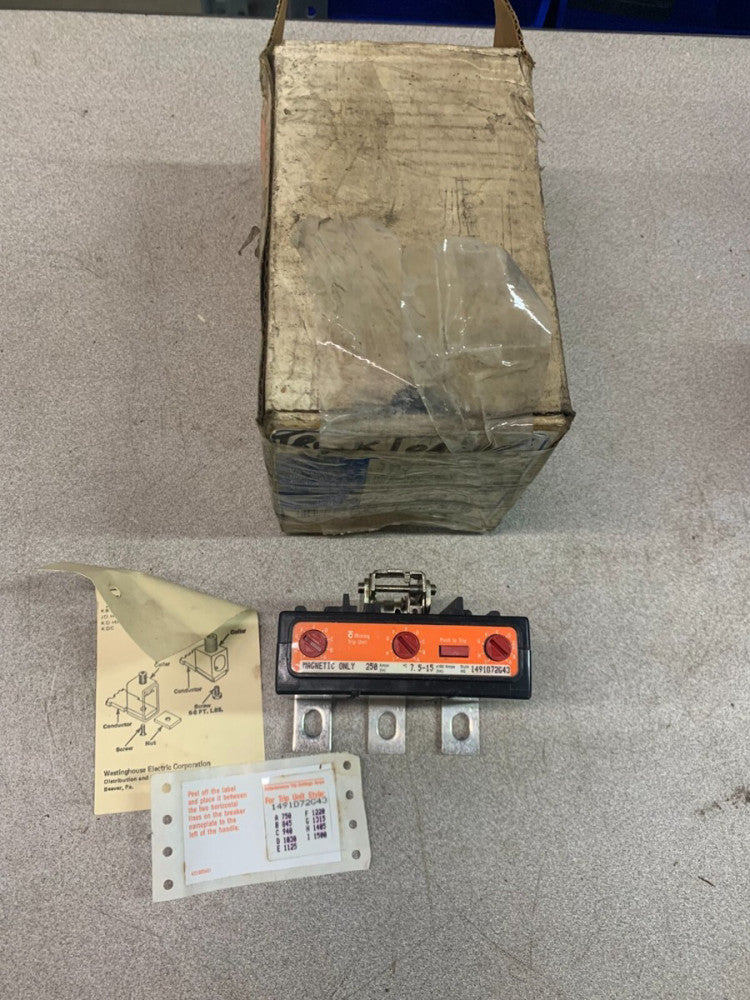 NEW WESTINGHOUSE 250AMP MINING BREAKER TRIP UNIT JM3250TG5M STYLE#  1491D72G43