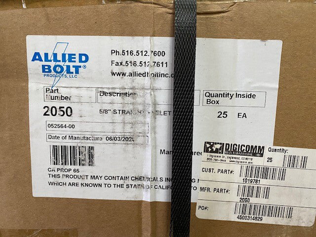 (25 Pack) ALLIED BOLT # 2050, EYELET 5/8" STRAIGHT SINGLE STRAND GALVANIZED
