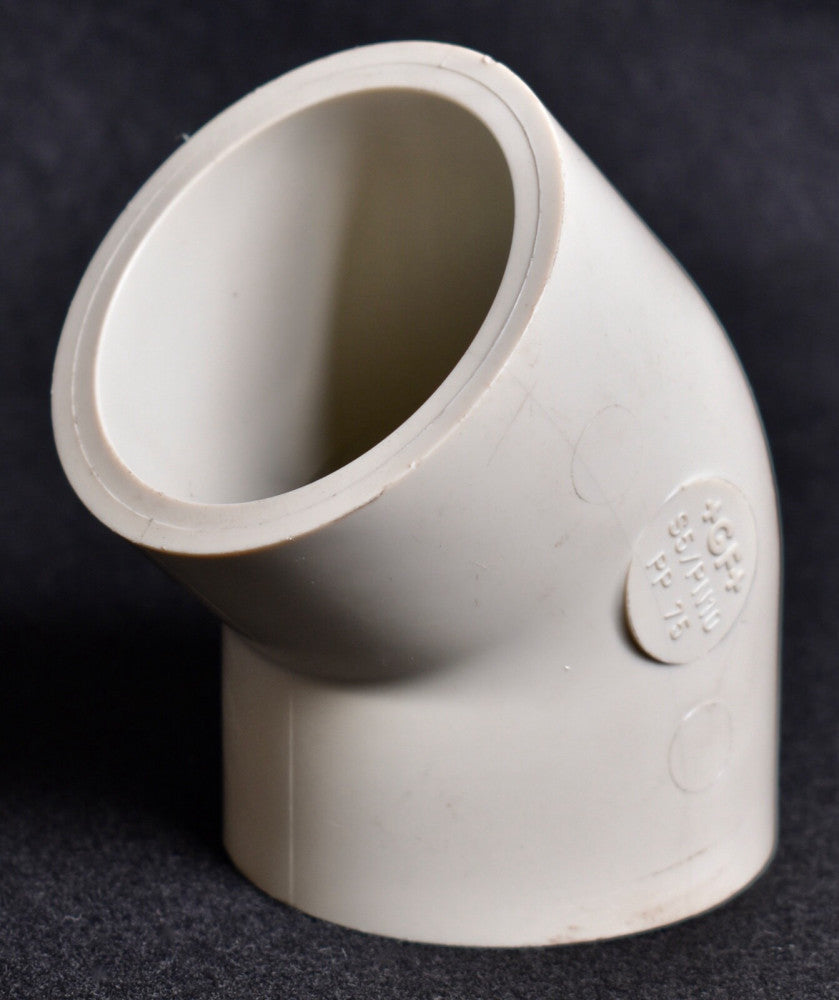Georg Fischer 2-1/2" 75mm 45 Deg Fusion Elbow d75 S5/PN10 PP75 727.150.112