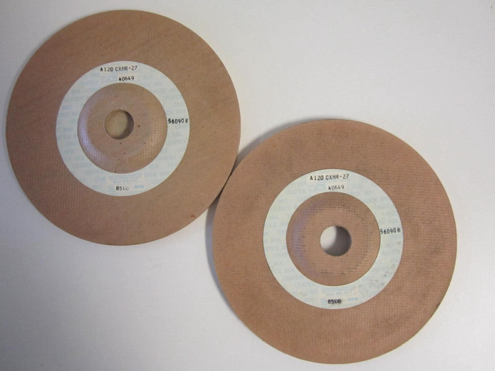 Lot Of 2 Cratex MX Fiber Grinding Disks 560908- 7" X 1/4" Hole 7/8" Grit 120 NEW