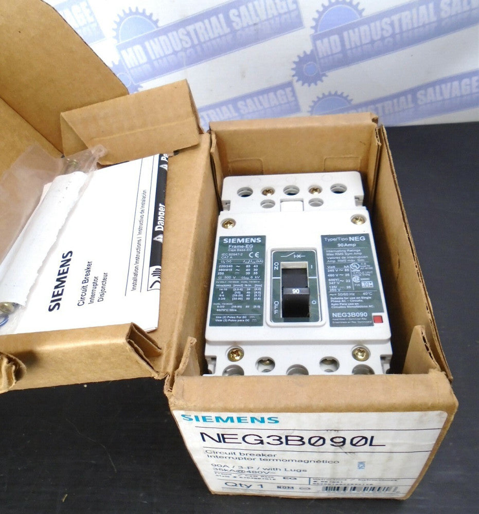 SIEMENS - NEG3B090L - CIRCUIT BREAKER - 90A 3P 600V 35kA@480V - (NEW in BOX)