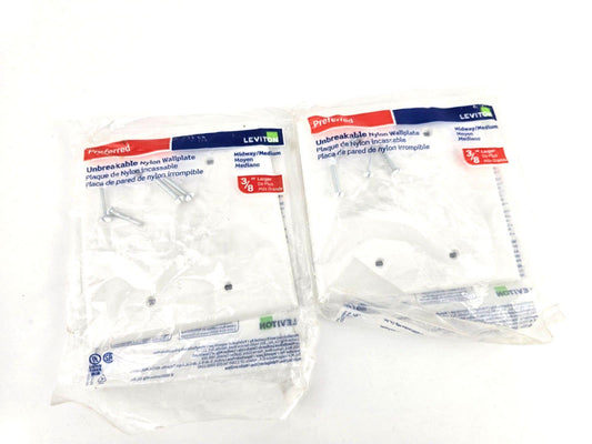 2pcs NOS Leviton PJ23-W 2-Gang No Blank Wallplate White Nylon