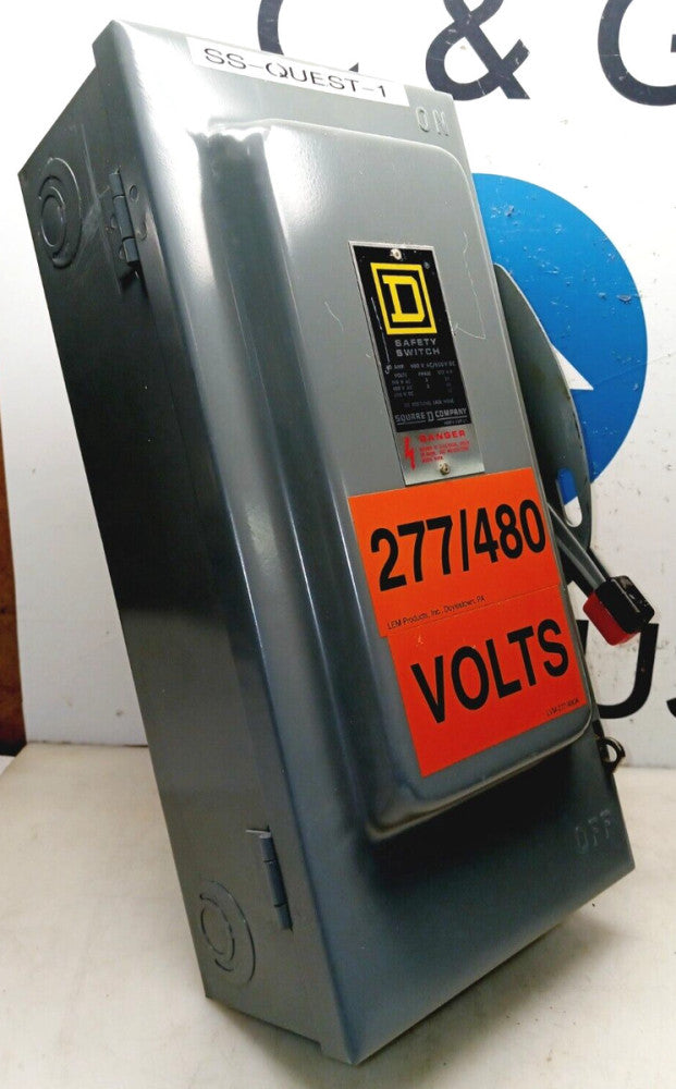 SQUARE D HU362 60 AMP NON-FUSIBLE SAFETY SWITCH 3 POLE 600 VAC/VDC