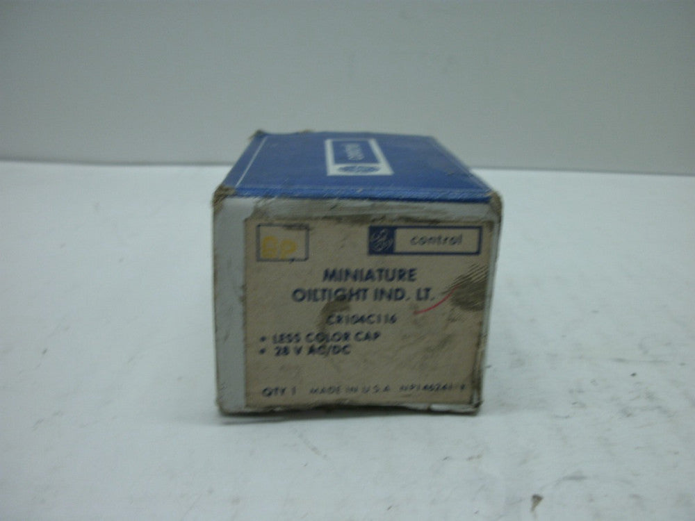 GENERAL ELECTRIC CR104C116 MINIATURE OILTIGHT IND LT.LESS COLOR CAP 28V NIB
