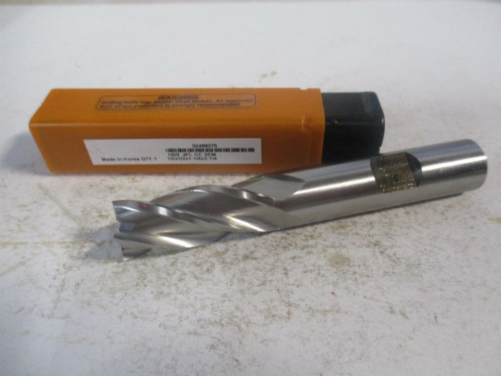 (E1039032) 1/2 x 1-1/4" x 1/2" x 3-1/4" OAL 4Fl High Speed Steel Square End Mill